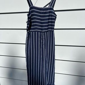 Blue and white striped romper